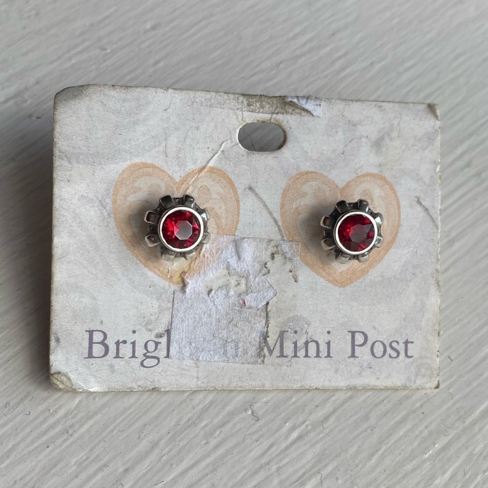 Brighton red Dazzler Swarovski crystal and silver mini post earrings